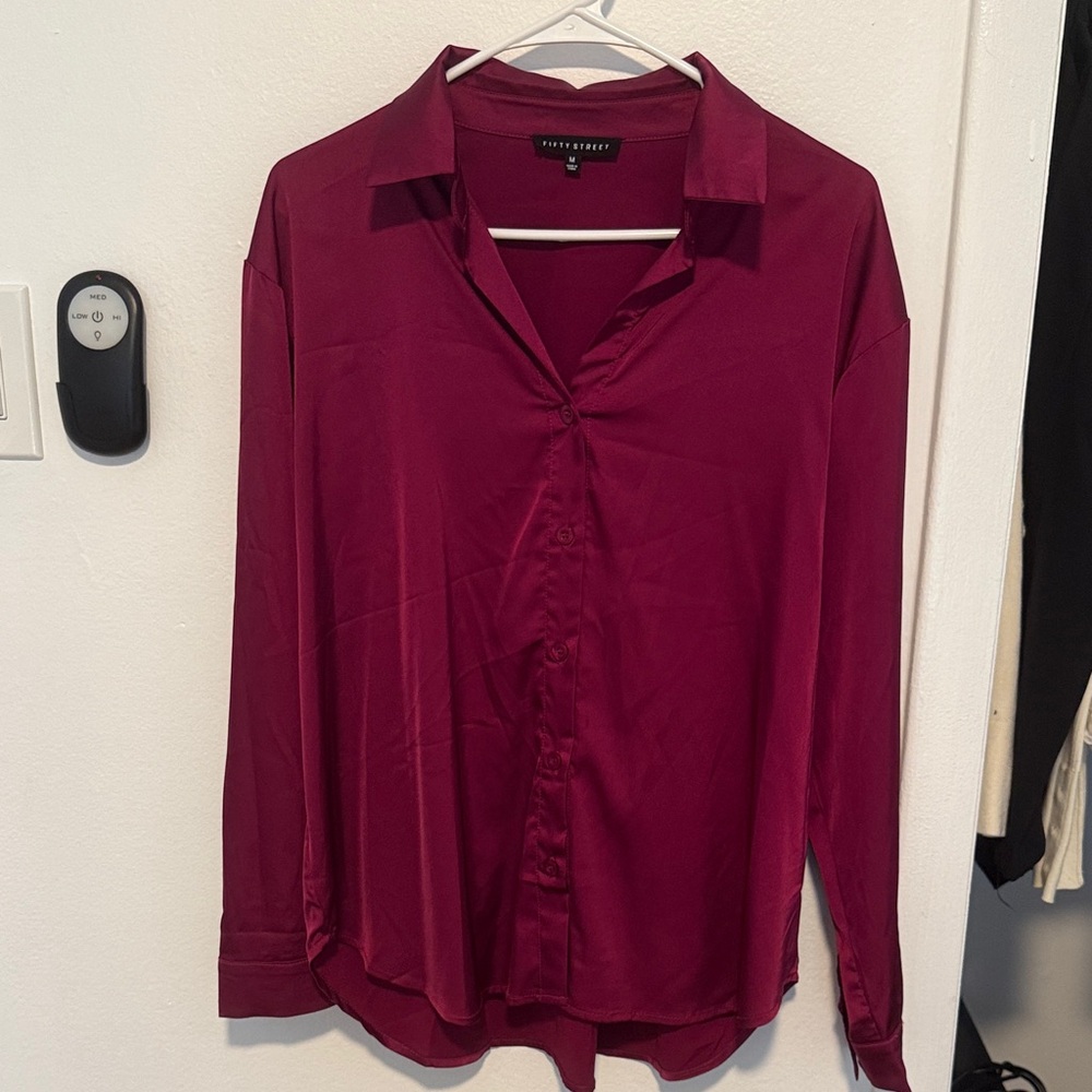 Rich Wine Button-Down Shirt
